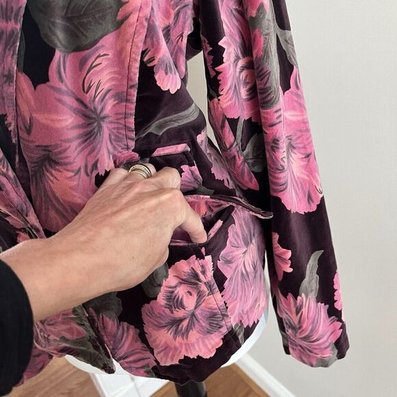 Caribbean Joe Floral Velvet Blazer 12P Pink Jacket Indie Preppy Colorful - Picture 11 of 13